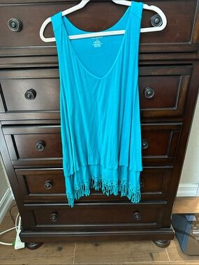 Lane Bryant Turquoise Fringe Swim Coverup